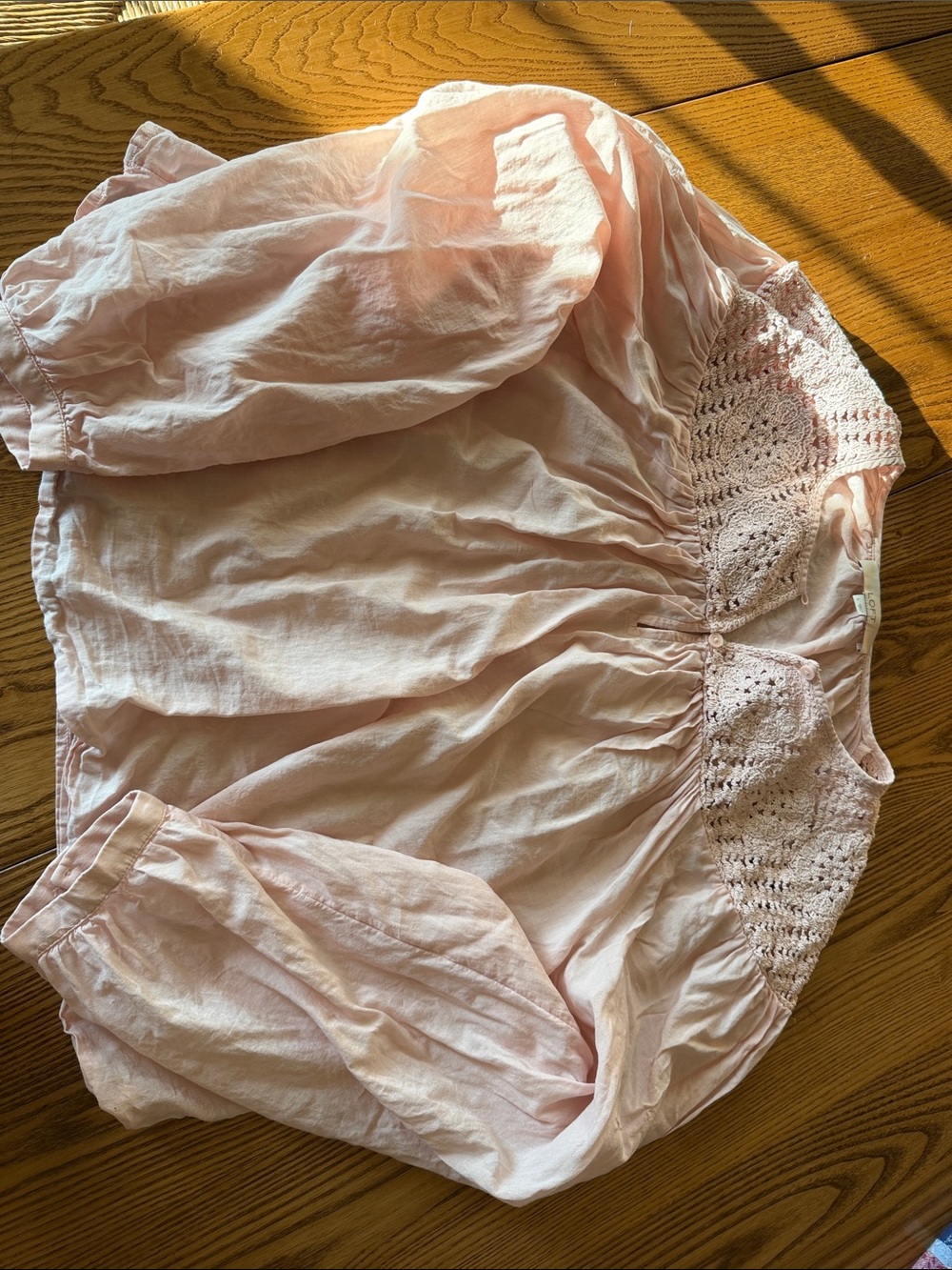LOFT Light Pink Crochet Yoke Bandeau Top